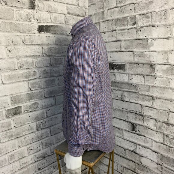 Eton Slim Gingham Check Print Dress Shirt - Picture 6 of 12